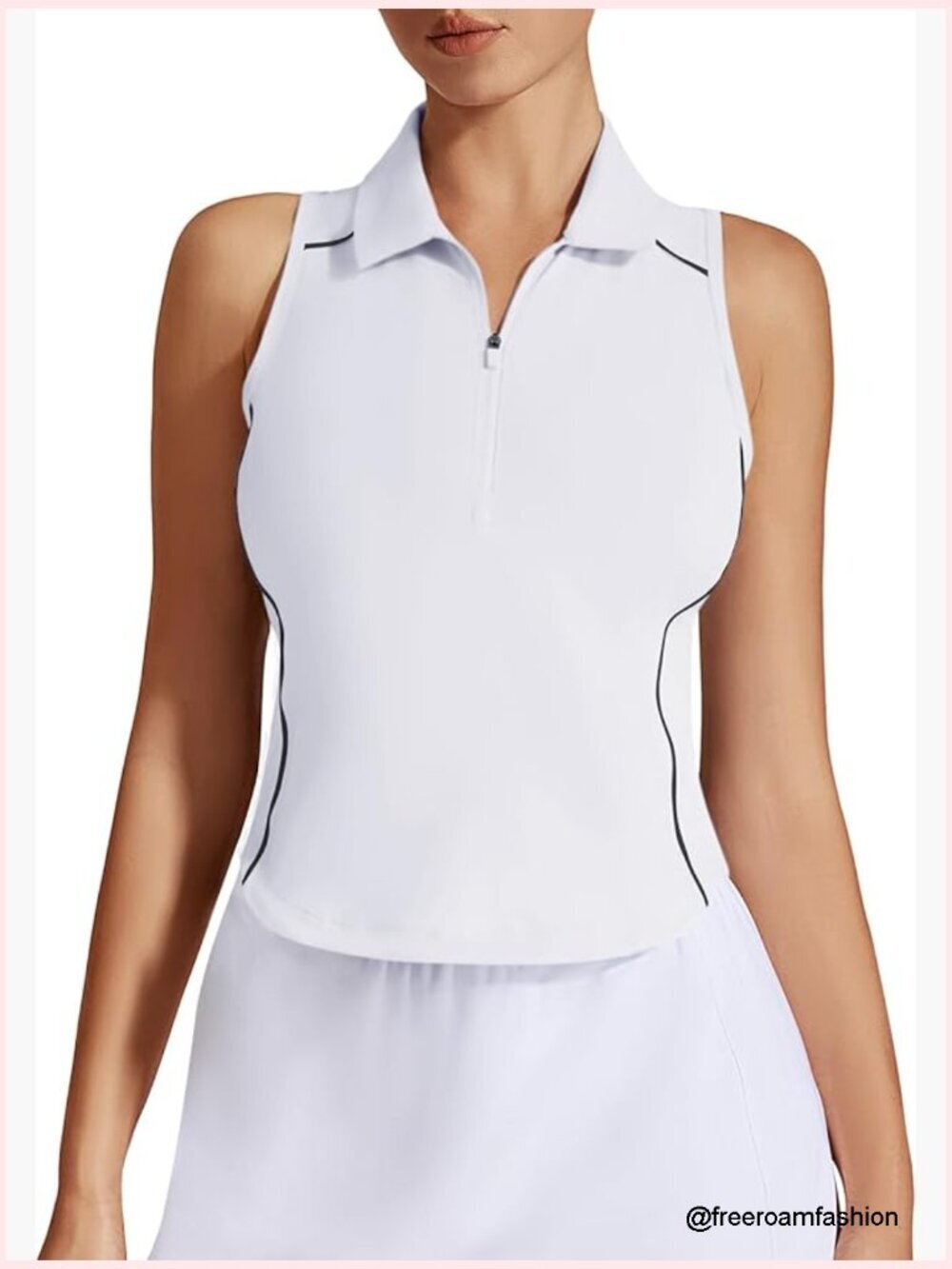 Sleeveless Racerback Polo Crop Tank Top for Golf Tennis Workout